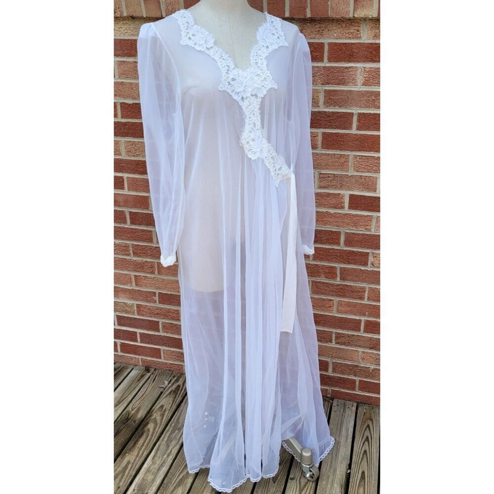 Vintage Victoria's Secret Gold Label Sheer Robe Night Gown Women's Size Medium - Picture 1 of 13